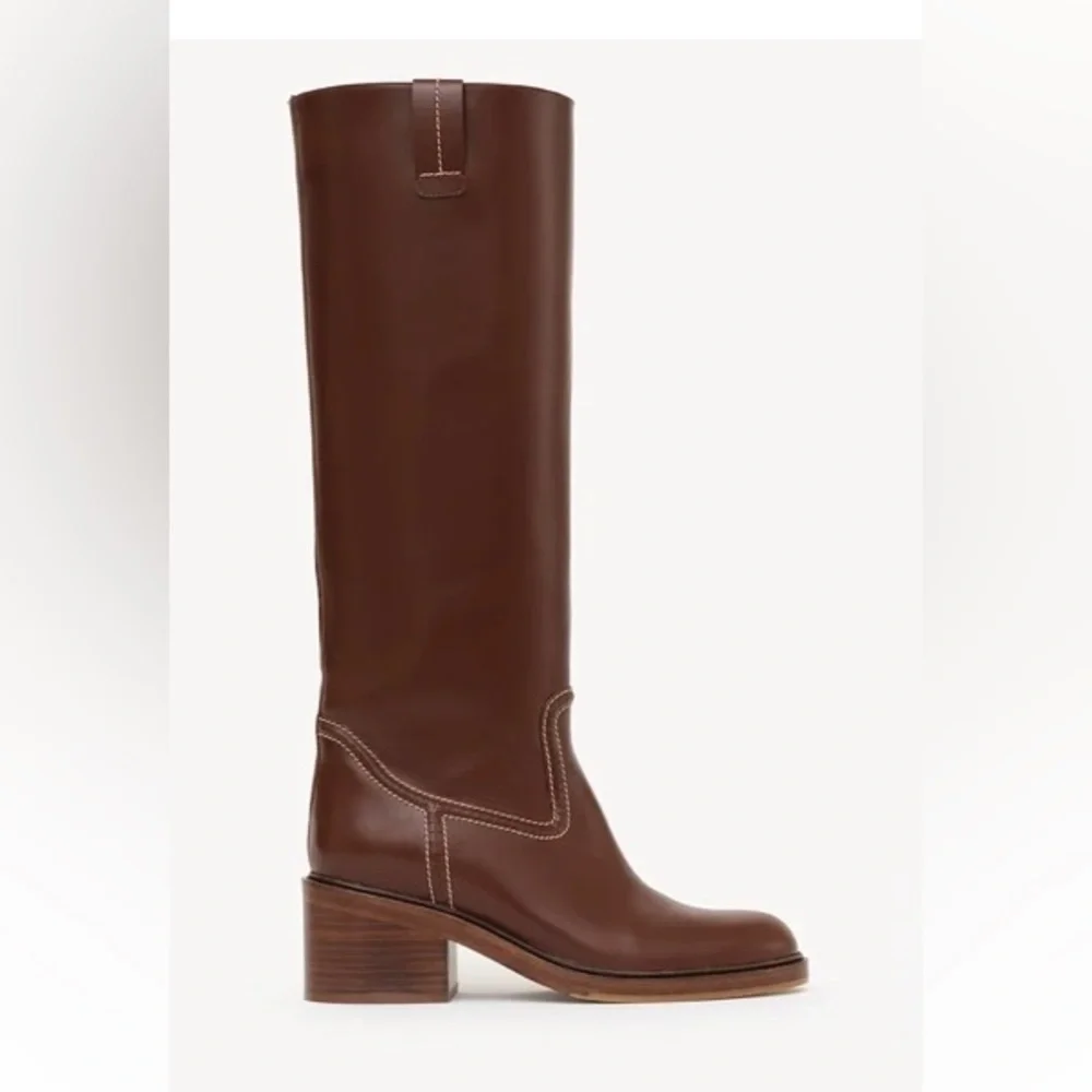 Chloe “Mallo” tall leather boots. 2 inch stacked heel. Brand new in box! - Picture 2 of 2